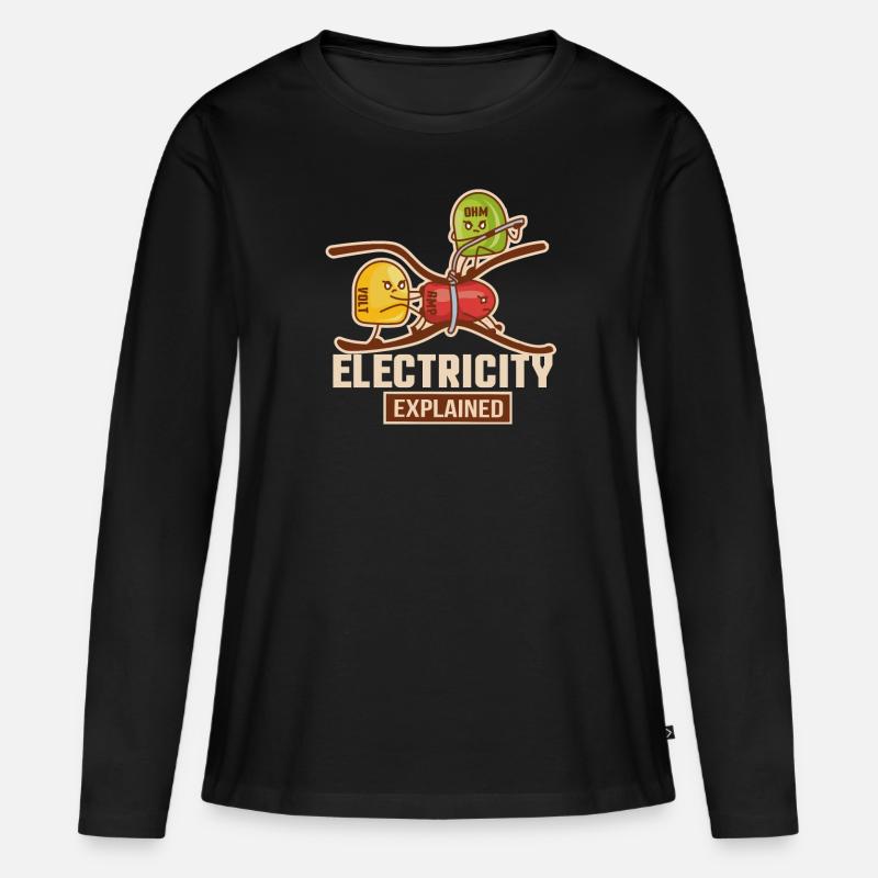 Electricity Explained Physik | Funny Lehrer Nerd - Frauen Premium Bio Langarmshirt - Schwarz
