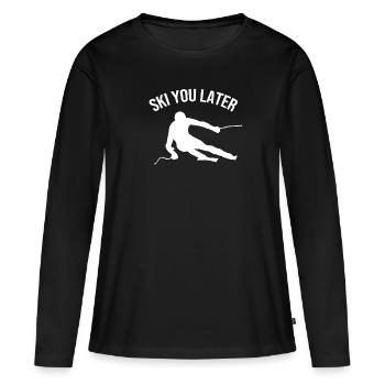 Vous skier plus tard - T-shirt manches longues Premium bio Femme - noir - Devant - Julia (174cm)