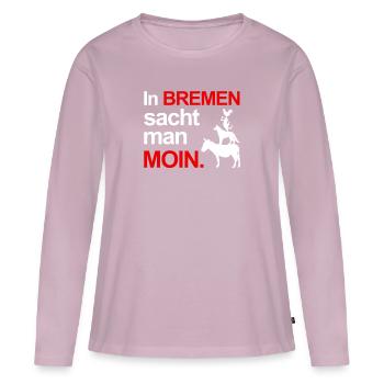 Bremen Spruch Moin Stadtmusikanten - Frauen Premium Bio Langarmshirt - Altrosa - Vorne - Julia (174cm)