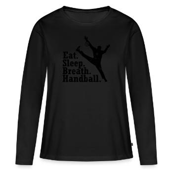 HANDBALL WM TORWART EEAT, SLEEP, BREATH - Frauen Premium Bio Langarmshirt - Schwarz - Vorne - Julia (174cm)
