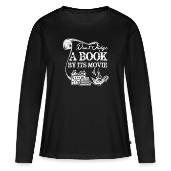 Buch Beurteile kein Buch - Frauen Premium Bio Langarmshirt - Schwarz - Vorne - Julia (174cm)