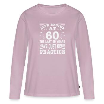 60 - T-shirt manches longues Premium bio Femme - rose poudré - Devant - Julia (174cm)