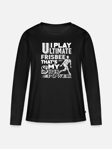 Ultimate Frisbee Ich spiele Ultimate Frisbee - Frauen Premium Bio Langarmshirt - Schwarz