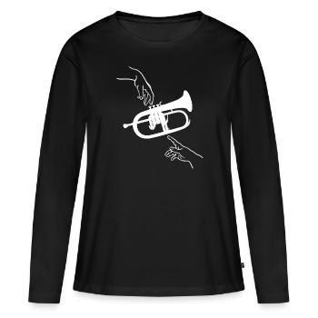 La création du bugle - T-shirt manches longues Premium bio Femme - noir - Devant - Julia (174cm)