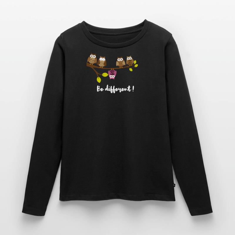 Lustiger Spruch "Be differnt" Eulen Vogel Eule Frauen Premium Bio Langarmshirt