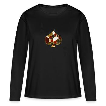 Vintage Poker Magicien Magique Jeux de cartes Ass Pik - T-shirt manches longues Premium bio Femme - noir - Devant - Julia (174cm)