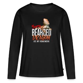 Dragon barbu a mangé mes devoirs - T-shirt manches longues Premium bio Femme - noir - Devant - Julia (174cm)