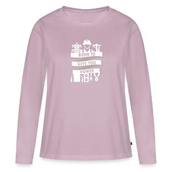 Ingénieur électricien - Né pour vous donner de la puissance - T-shirt manches longues Premium bio Femme - rose poudré - Devant - Julia (174cm)