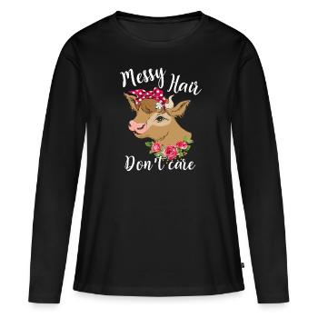 Vache veau veau fermier fermier cadeau - T-shirt manches longues Premium bio Femme - noir - Devant - Julia (174cm)