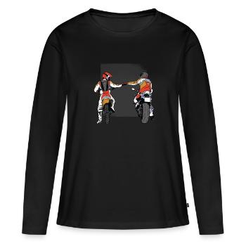 Les motocyclistes se donnent le poing du ghetto - T-shirt manches longues Premium bio Femme - noir - Devant - Julia (174cm)