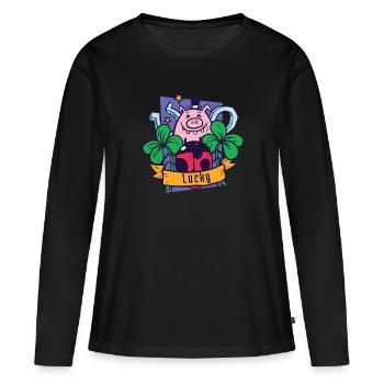All the luck - Women's Premium Organic Long Sleeve Shirt - black - Front - Julia (174cm)