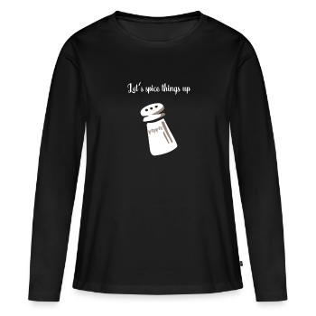 Salz und Pfeffer Valentinstag Geschenk Pfeffer - Frauen Premium Bio Langarmshirt - Schwarz - Vorne - Julia (174cm)