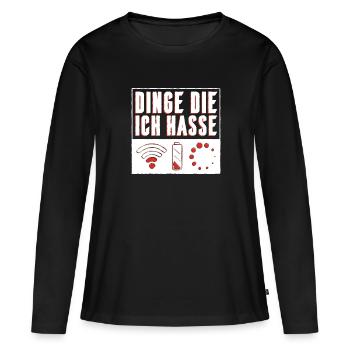 Dinge die ich hasse - Frauen Premium Bio Langarmshirt - Schwarz - Vorne - Julia (174cm)