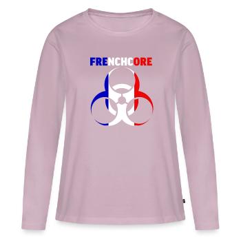 Frenchcore Festival Merch Gabber - T-shirt manches longues Premium bio Femme - rose poudré - Devant - Julia (174cm)