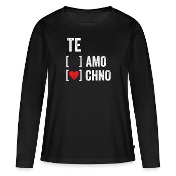 Te Amo Te Chno Techno Festival 2020 Musik Geschenk - Frauen Premium Bio Langarmshirt - Schwarz - Vorne - Julia (174cm)