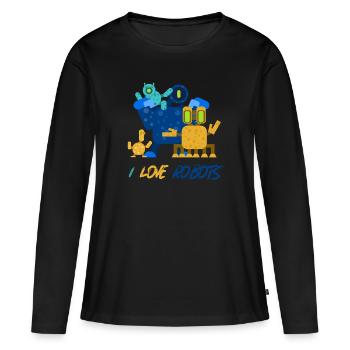 Robots Robots robots - T-shirt manches longues Premium bio Femme - noir - Devant - Julia (174cm)