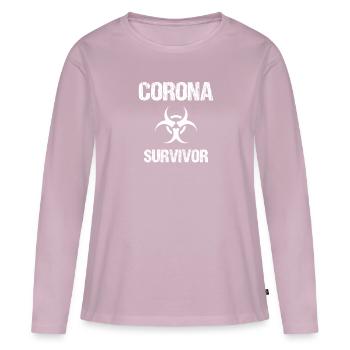 Corona Survivor Virus Grippe Sarkasmus - Frauen Premium Bio Langarmshirt - Altrosa - Vorne - Julia (174cm)