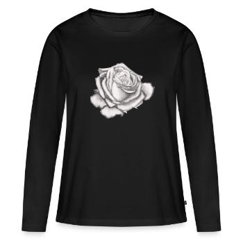 Weiße Rose - White Rose - Geschenkidee für jeden - Frauen Premium Bio Langarmshirt - Schwarz - Vorne - Julia (174cm)