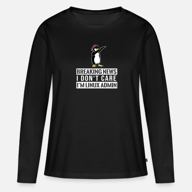 IT Nerd Linux Linux Pinguin Geek Software Engineer - Frauen Premium Bio Langarmshirt - Schwarz