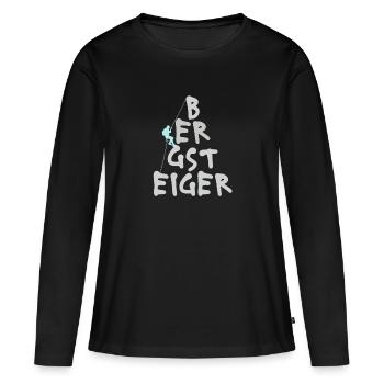 Bergsteiger bergsteigen in den Bergen - Frauen Premium Bio Langarmshirt - Schwarz - Vorne - Julia (174cm)