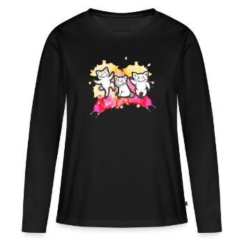 Drôle Trois Petits Cochons Mignons - T-shirt manches longues Premium bio Femme - noir - Devant - Julia (174cm)