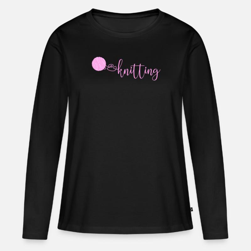 Knitting - Frauen Premium Bio Langarmshirt - Schwarz