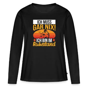 Ruhestand Rente Pension - Frauen Premium Bio Langarmshirt - Schwarz - Vorne - Julia (174cm)