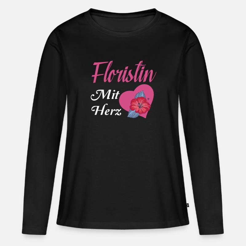 Floristin mit Herz - Frauen Premium Bio Langarmshirt - Schwarz