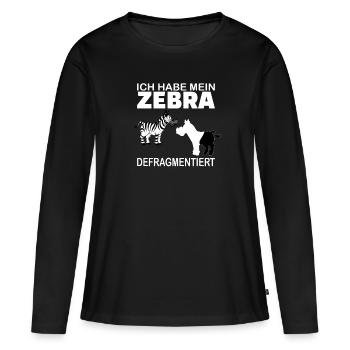 Zebra Defragmentiert Lustiges Geschenk Informatik - Frauen Premium Bio Langarmshirt - Schwarz - Vorne - Julia (174cm)