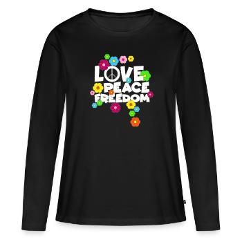 Love Peace Freedom Hippie Schlager Alternative - T-shirt manches longues Premium bio Femme - noir - Devant - Julia (174cm)
