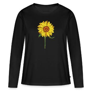 Sonnenblume Sonnenblume Sonnenblume Geschenk - Frauen Premium Bio Langarmshirt - Schwarz - Vorne - Julia (174cm)