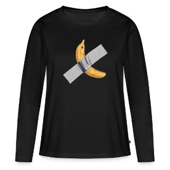 Banane collée avec du ruban adhésif - T-shirt manches longues Premium bio Femme - noir - Devant - Julia (174cm)