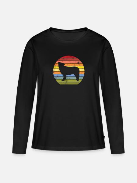 Border collie Retro Vintage Style 60s 70s - Frauen Premium Bio Langarmshirt - Schwarz