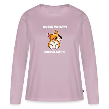 Cadeau d'amant corgi mignon - T-shirt manches longues Premium bio Femme - rose poudré - Devant - Julia (174cm)
