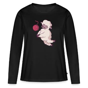 Volleyball Sheep Funny Humor Dredging Flatbed - Women's Premium Organic Long Sleeve Shirt - black - Front - Julia (174cm)