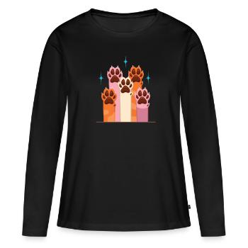 Hundepfoten - Frauen Premium Bio Langarmshirt - Schwarz - Vorne - Julia (174cm)