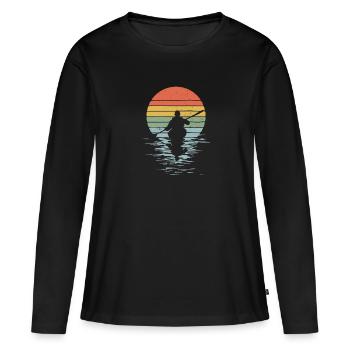 Kajak Vintage Horizon Motif Cadeau - T-shirt manches longues Premium bio Femme - noir - Devant - Julia (174cm)