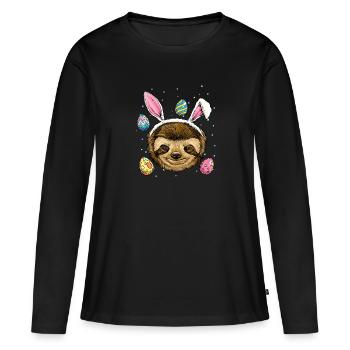 Easter Bunny Sloth Easter Sloth Sloth Lazy Cute Sl - Frauen Premium Bio Langarmshirt - Schwarz - Vorne - Julia (174cm)