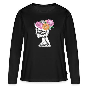 Les droits des femmes sont des droits humains - T-shirt manches longues Premium bio Femme - noir - Devant - Julia (174cm)