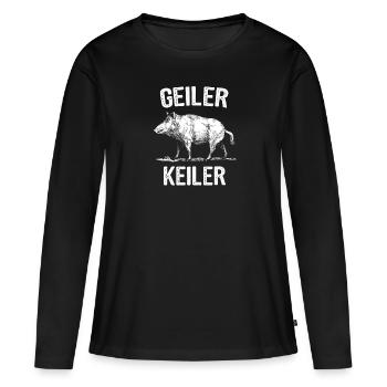 Geiler Keiler - Jäger - Frauen Premium Bio Langarmshirt - Schwarz - Vorne - Julia (174cm)