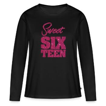 Anniversaire - Sweet 16 seize anniversaire - T-shirt manches longues Premium bio Femme - noir - Devant - Julia (174cm)