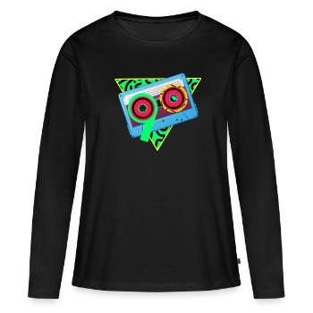 J'adore les années 90 - T-shirt manches longues Premium bio Femme - noir - Devant - Julia (174cm)