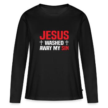 Jésus-Christ - T-shirt manches longues Premium bio Femme - noir - Devant - Julia (174cm)