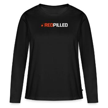 Red pilled - red pill - red pilled - T-shirt manches longues Premium bio Femme - noir - Devant - Julia (174cm)