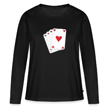 Cartes à jouer - T-shirt manches longues Premium bio Femme - noir - Devant - Julia (174cm)