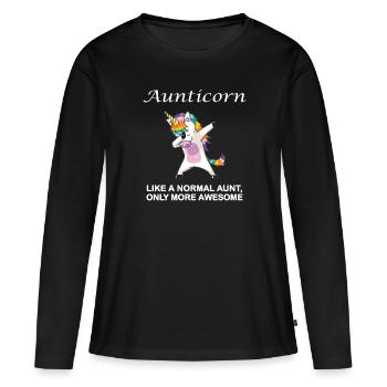 Cadeau de licorne tamponnant pour tante tante tante - T-shirt manches longues Premium bio Femme - noir - Devant - Julia (174cm)