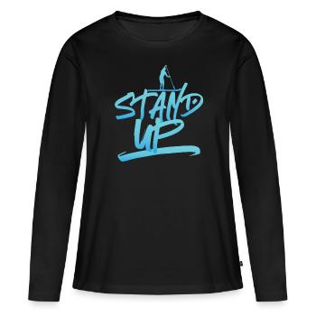 SUP - Stand Up Stand up paddle - T-shirt manches longues Premium bio Femme - noir - Devant - Julia (174cm)