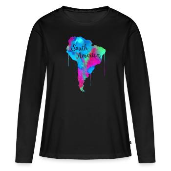 Amérique du Sud - T-shirt manches longues Premium bio Femme - noir - Devant - Julia (174cm)