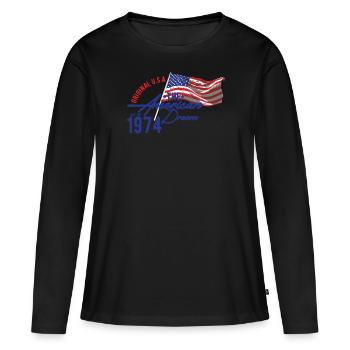 États-Unis - American Dream - T-shirt manches longues Premium bio Femme - noir - Devant - Julia (174cm)