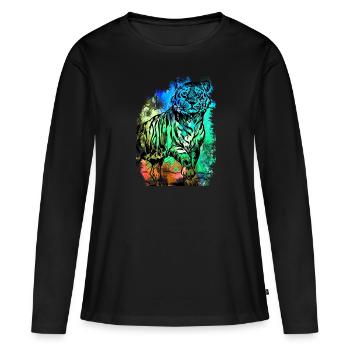 Tiger - Frauen Premium Bio Langarmshirt - Schwarz - Vorne - Julia (174cm)